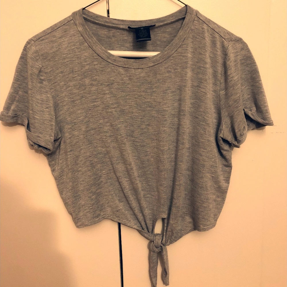 Vintage grey cropped tie shirt